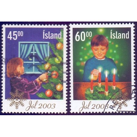 Island. 2003. Julefrimærker, AFA nr. 1034-35 **, stemplet FDC