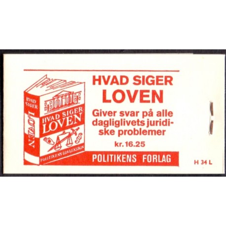 Danmark 5 kr. frimærkehæfte, med marginalnummer L92 og L046 AFA H34L