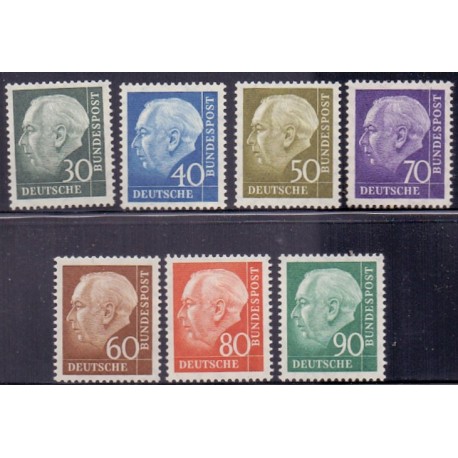 Vesttyskland. Heuss AFA nr 1216-19 + 1228-30 **