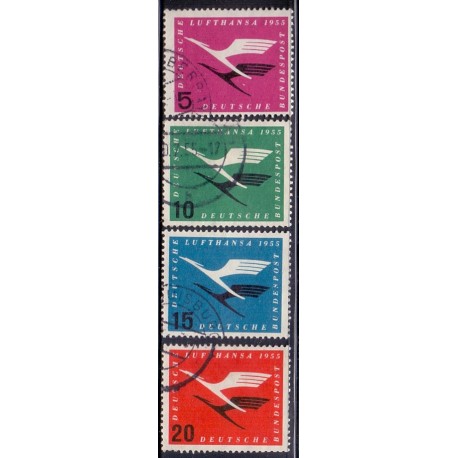 Vesttyskland. 1955. Lufthansa. AFA 1168-71 stemplet