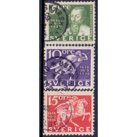 Sverige. 1936, Postvæsnets 300 år, 5-15 Øre. tk alle sider AFA 231B-33B **  postfrisk stemplet FDC st,