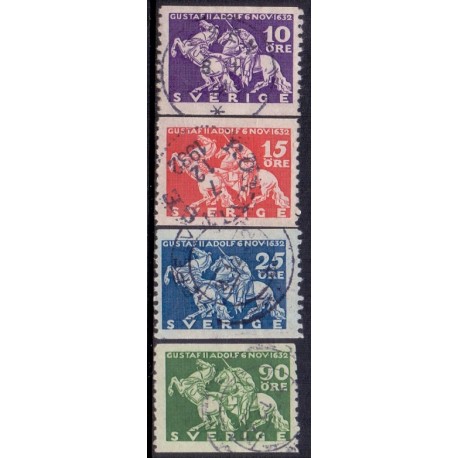 Sverige. 1932. Kong Gustaf II død, 10-90 Øre AFA nr. 217-220 **  postfrisk stemplet FDC st,