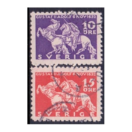 Sverige. 1932. Kong Gustaf II død, 10-20 Øre, takket alle sider AFA nr. 217B-18B **  postfrisk stemplet FDC st,