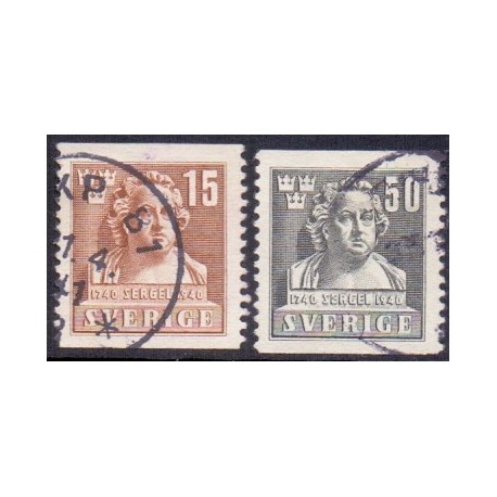 Sverige. 1940. Johan Sergels 15-50 Øre, AFA nr. 285-86 **     postfrisk stemplet FDC st,