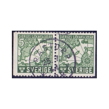 Sverige. 1944. Søkort 300-års jubilæum, AFA nr. 310Cv & 310Ch  **   postfrisk stemplet FDC st,