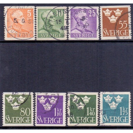 Sverige. 1948. Suppleringsværdier, 5-175 Øre. AFA nr. 338-45 **    postfrisk stemplet FDC st,