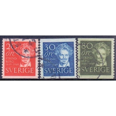 Sverige. 1949. August Strindberg, 20-80 Øre AFA nr. 352-54 **   postfrisk stemplet FDC st,