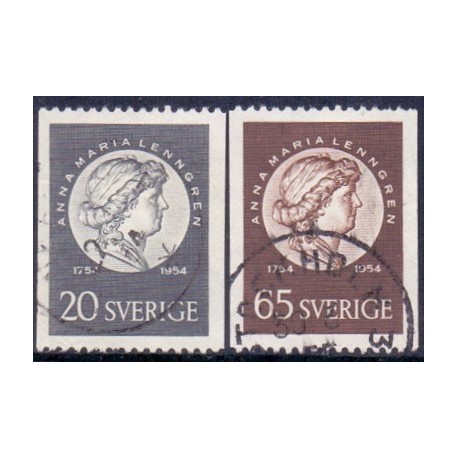 Sverige. 1954. Anne Maria Lenngren, 20-65 Øre, AFA nr. 400-01 **  postfrisk stemplet FDC st,