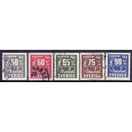 Sverige. 1954. Helleristninger, 50-90 Øre, AFA nr. 402-06 **   postfrisk stemplet FDC st,
