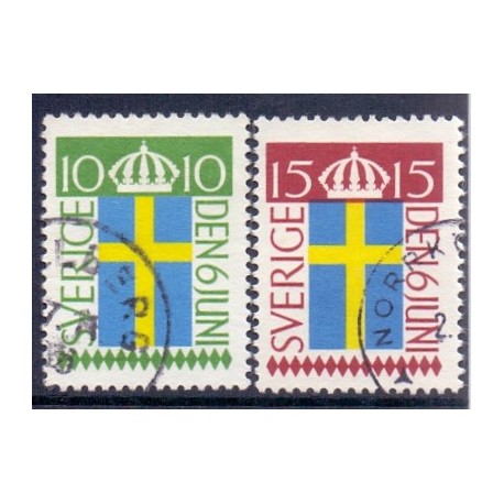 Sverige. 1955. Flagets dag, 10-15 Øre, AFA nr. 410-11 **    postfrisk stemplet FDC st,