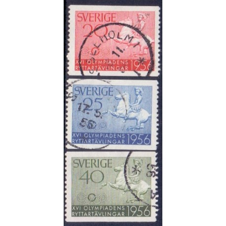 Sverige. 1956. Rideolympiaden i Stockholm 20-45 Øre, AFA nr. 419-21 **  postfrisk stemplet FDC st,