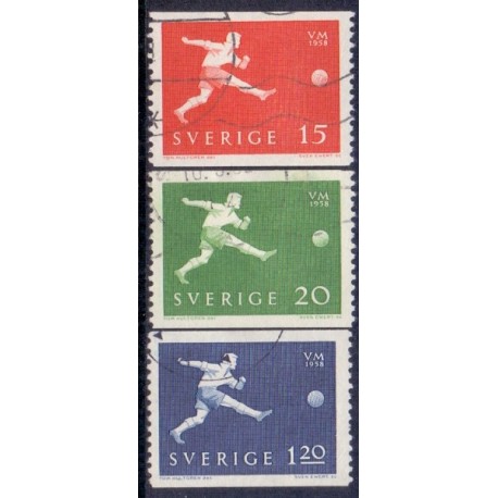 Sverige. 1958. WM i fodboldt, 15-120 Øre. AFA nr. 444-46 **   postfrisk stemplet FDC st,