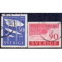 Sverige. 1959. Vandkraftværkerne 50 år. 30-90 Øre. AFA nr. 452-53 **    postfrisk stemplet FDC st,