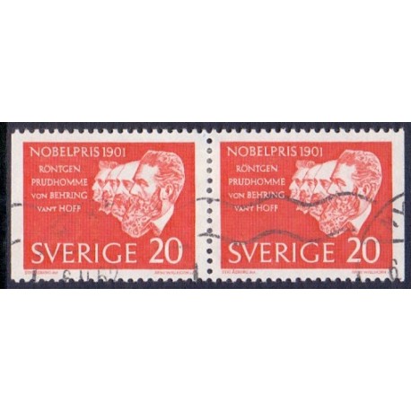 Sverige. 1961. Nobelpristager 1901, i vandret par. AFA nr. 488Cv/Ch **  postfrisk stemplet FDC st,