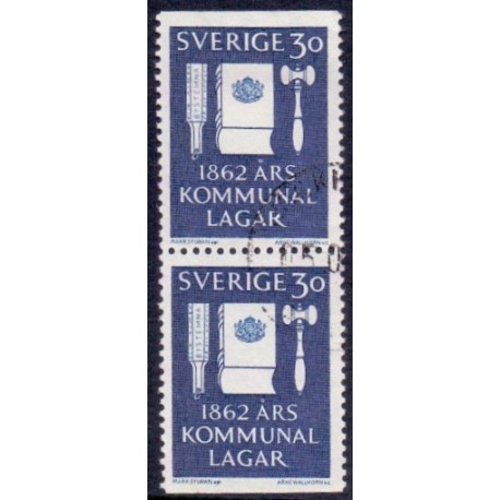 Sverige. 1962. Kommunallovenes jubilæum, i lodret par. AFA nr. 493Co/Cn  **  postfrisk stemplet FDC st,