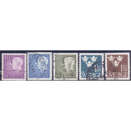 Sverige. 1962. Farveændringer og suppleringsværdier. AFA nr. 495-99 **  postfrisk stemplet FDC st,