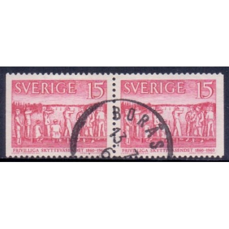Sverige. 1960. Frivilliga Skytteväsendets jubilæum, i vandret par. AFA 465Cv/Ch. **  postfrisk stemplet FDC st,