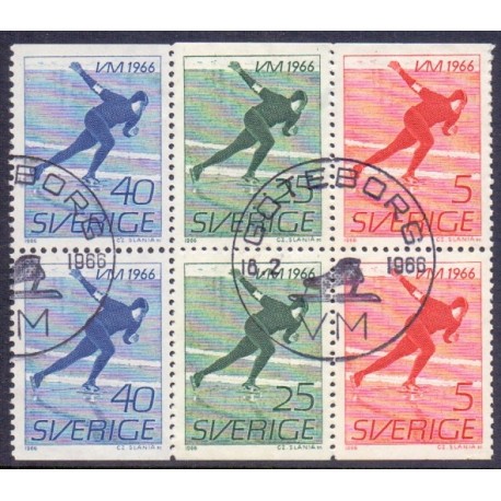 Sverige. 1966. VM i skøjteløb. 5-40 Øre.  AFA nr. 552 Co-554Ch ** (3 par)    postfrisk stemplet FDC st,
