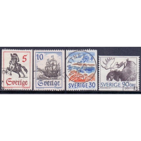 Sverige. 1967. Posthistorie og natur, 5-90 Øre AFA nr. 596-99 **    postfrisk stemplet FDC st,
