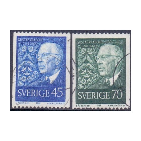 Sverige. 1967. Kong Gustav VI, 45-70 Øre,  AFA nr. 600-01 **    postfrisk stemplet FDC st,