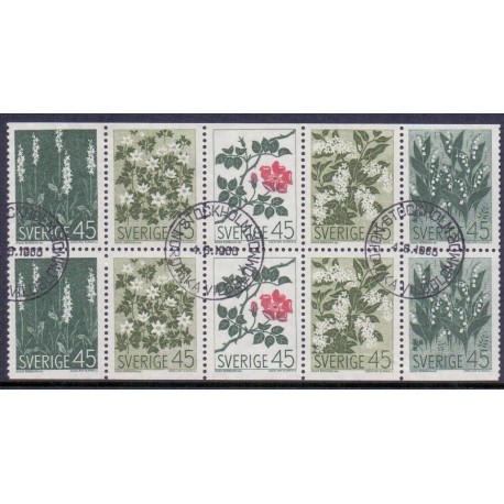 Sverige. 1968. Nordiske vilde blomster, 45 Øre. AFA nr. 611Co-615Cn ** (5 par)       postfrisk stemplet FDC st,