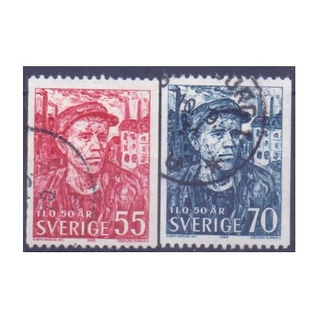 Sverige. 1969. I. L. O. 50 år, 55-70 Øre, AFA nr. 638-39 **     postfrisk stemplet FDC st,
