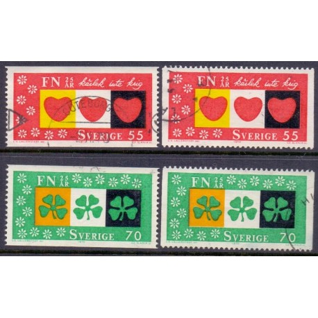 Sverige. 1970. FN 25 års jubilæum, 55-70 Øre. AFA nr. 696-97A  ** (4)    postfrisk stemplet FDC st,