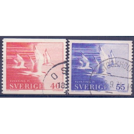 Sverige. 1971. Flygtninge 71, 40-55 Øre. AFA nr. 710-11 **   postfrisk stemplet FDC st,