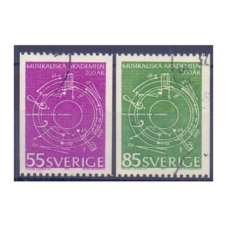 Sverige. 1971. Musikalsk akademi 200 år, 55-55 Øre. AFA nr. 719-20 **    postfrisk stemplet FDC st,