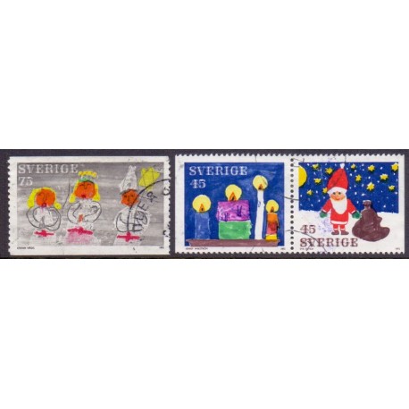 Sverige. 1972. Julefrimærker 45-75 Øre. AFA nr. 789Cv-91 ** (par +1)   postfrisk stemplet FDC st,