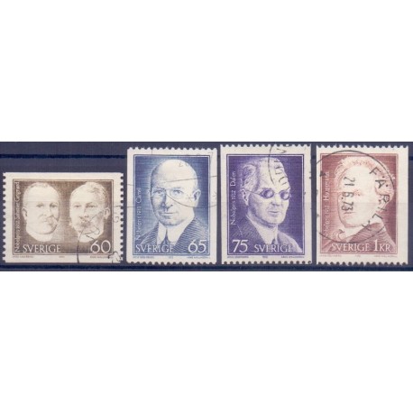 Sverige. 1972. Nobelpristagere 1912, 60 Øre-1 kr. AFA nr. 792-95 **   postfrisk stemplet FDC st,