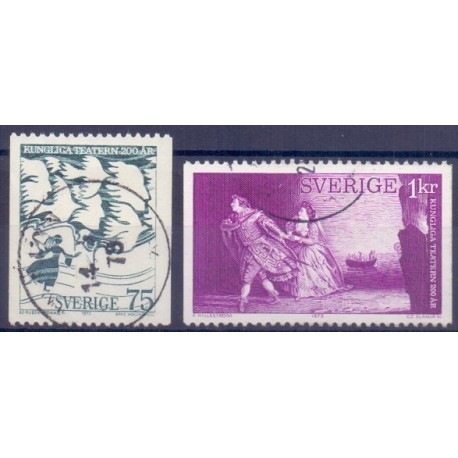 Sverige. 1973. Kgl. Teater 200 år. 75 Øre-1 kr. AFA nr. 796-97 **   postfrisk stemplet FDC st,