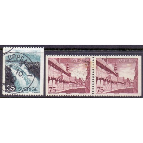 Sverige. 1974. Sjöfall og Ystad, 35-75 Øre. AFA nr. 850-51Ch ** (1 par+1)   postfrisk stemplet FDC st,