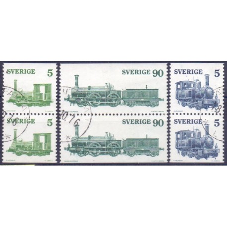 Sverige. 1975. Damplokomotiver i par. AFA nr. 919Co-921Cn ** (3 par)    postfrisk stemplet FDC st,