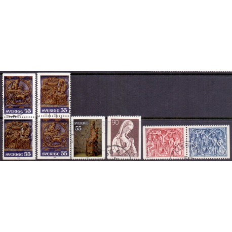 Sverige. 1975. Julefrimærker. komplet AFA nr. 932-37Ch ** (3 par+2)    postfrisk stemplet FDC st,