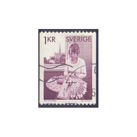 Sverige. 1976. Kniplinger,  1 Kr. AFA nr. 945 st  postfrisk stemplet FDC st,