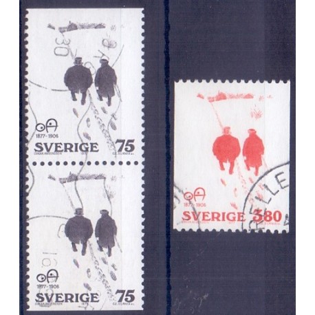 Sverige. 1977. Oskar Anderssons 75 Øre-3,80 kr. AFA nr. 987Co-88 ** (par+1)  postfrisk stemplet FDC st,