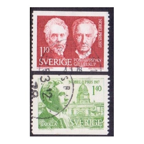 Sverige. 1977. Nobelpristagere 1919 1,10-1,40 kr. AFA nr. 1016-17 **    postfrisk stemplet FDC st,