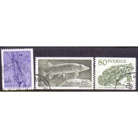 Sverige. 1979. Brugsudgave. Dyr. 60-80 Øre. AFA nr. 1080-82 **    postfrisk stemplet FDC st,