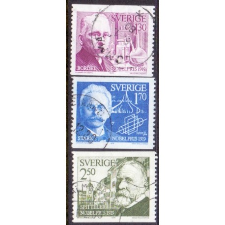 Sverige. 1979. Nobelpristagere 1919. 1,30-2,50 kr. AFA nr. 1092-94 **   postfrisk stemplet FDC st,