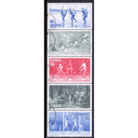 Sverige. 1977. Motionsidræt i 5-stribe. AFA nr. 982-86 **  postfrisk stemplet FDC st,