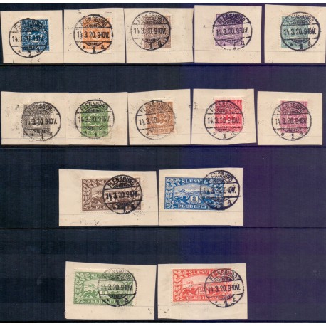 Slesvig. 1920. Komplet sæt på små klip AFA nr. 15-28 stempelt postfrisk