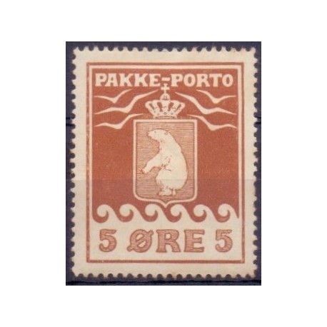 Grønland/Greenland 1915 5 Øre. Brun Kartonpapir. AFA nr.6I. postfrisk stemplet ubrugt