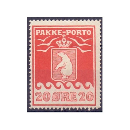 Grønland/Greenland 1915. 20 Øre. Rød. Kartonpapir. AFA nr.9I. postfrisk stemplet ubrugt