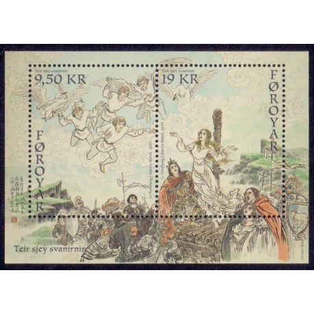 Færøerne 2017. De syv svaner, miniark. AFA nr 893, Postfrisk stemplet FDC