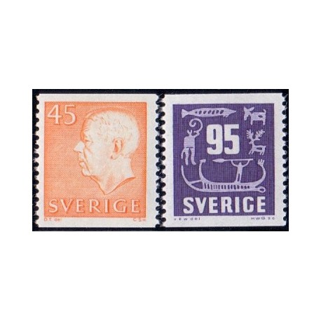 Sverige. 1964. Suppleringsværdier, 45-95 Øre. AFA nr. 533-34 **     postfrisk stemplet FDC st,