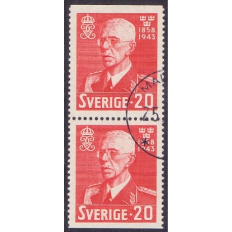 Sverige. 1943. Kong Gustav V 85 år, 20 Øre, AFA nr 303Co & 303Cn **   postfrisk stemplet FDC st,