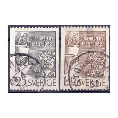 Sverige. 1952. Olavus Petris 25 Øre-1,40 Kr, AFA nr. 373-74 **   postfrisk stemplet FDC st,