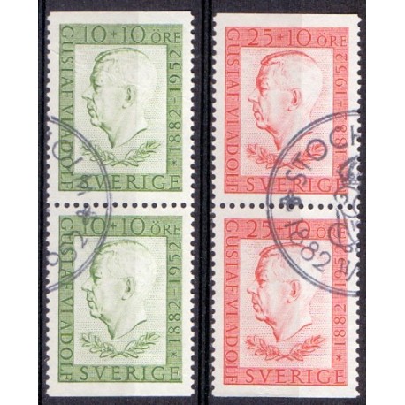 Sverige. 1952. Kong Gustaf VI, AFA nr. 382Co-383Cn ** (2)  postfrisk stemplet FDC st,