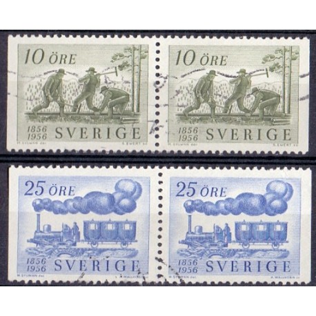 Sverige. 1956. Jernbanejubilæum 10-40 Øre, AFA nr. 424-26 **     postfrisk stemplet FDC st,